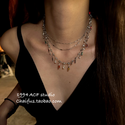 韩系甜酷流苏多层叠戴项链