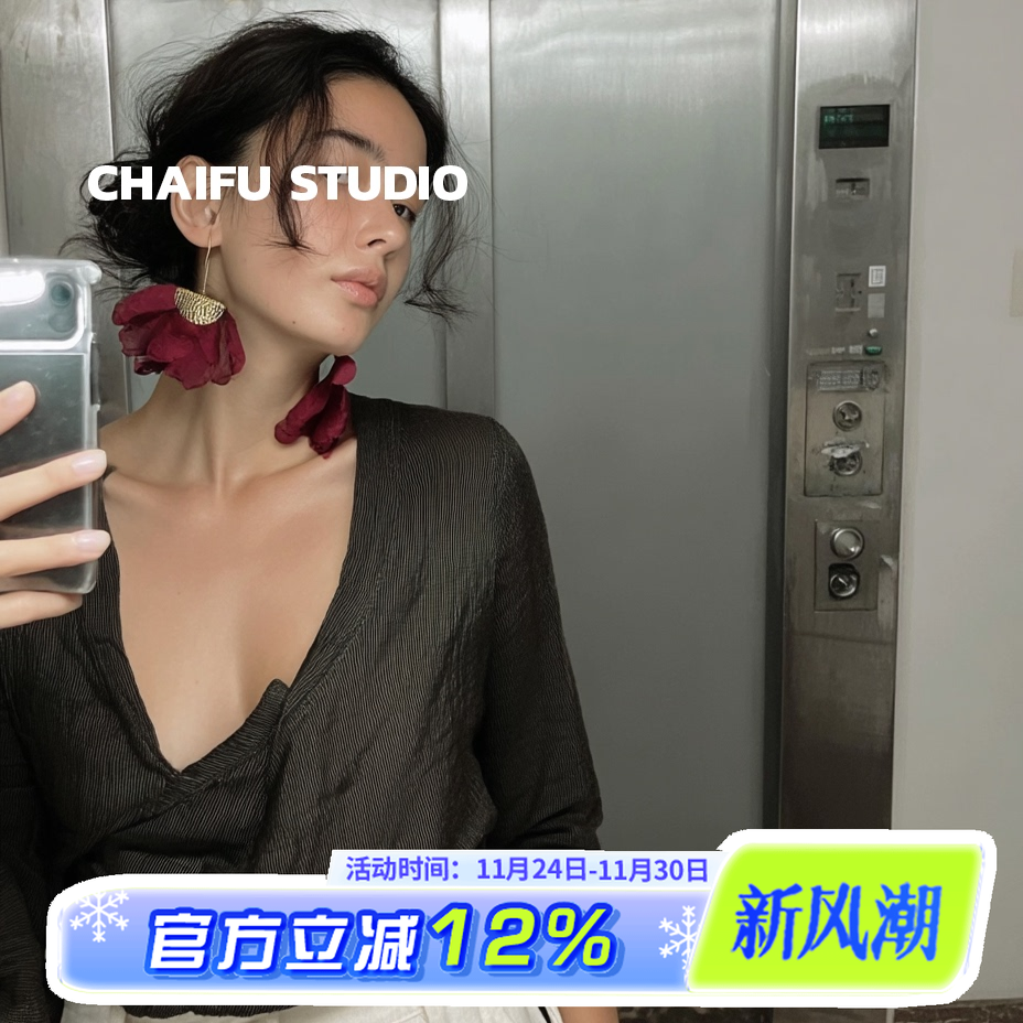 韩系小清新网纱花朵耳钉