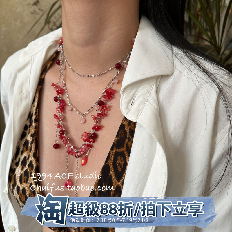 欧美暗夜辣妹多层串珠流苏项链