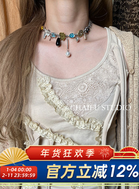 INS复古辣妹风多元化夸张锁骨链