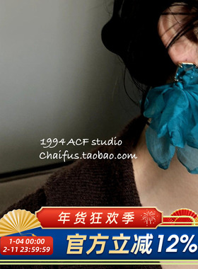 柴夫工作室/E440 美式复古彩色网纱蝴蝶结锆石设计感耳钉简约耳环