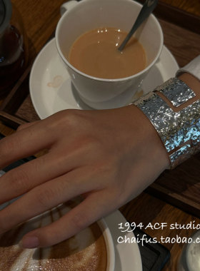 欧美朋克肌理感金属开口手镯