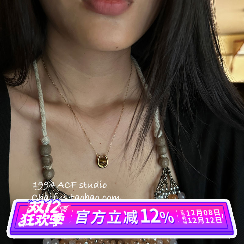 法式复古多元素钛钢吊坠项链