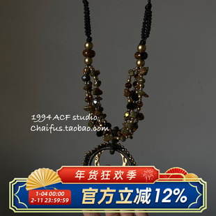 柴夫工作室/X969 中古回流天然石串珠项链复古民族异域个性毛衣链