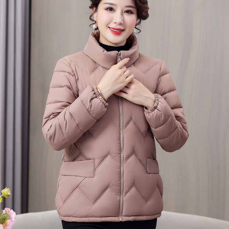 冬季妈妈羽绒棉袄2023新款短款立领外套女韩版加厚宽松羽绒棉服女