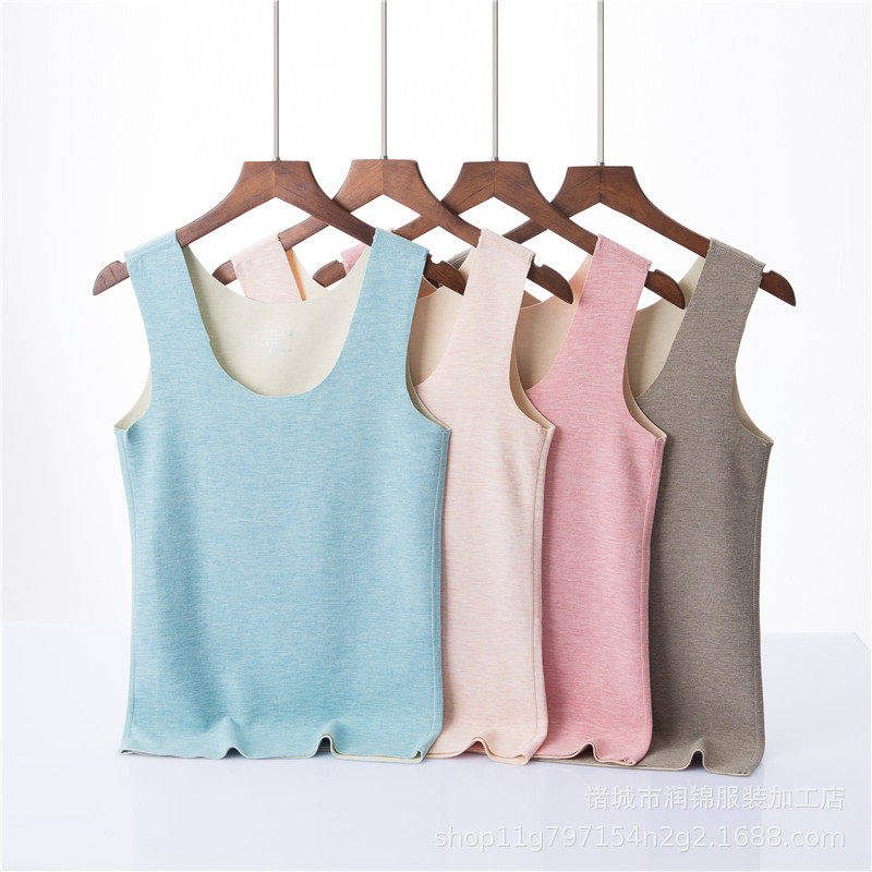 蚕丝德绒发热保暖背心女