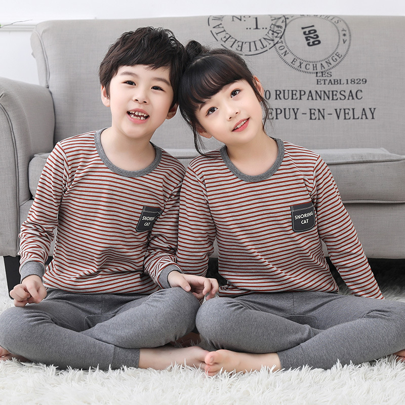 儿童纯棉保暖内衣套装男童女童秋衣秋裤棉毛衫宝宝睡衣学生家居服