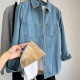 浅蓝色复古加绒牛仔衬衫 女内搭叠穿港风2025秋冬新小个子正肩上衣