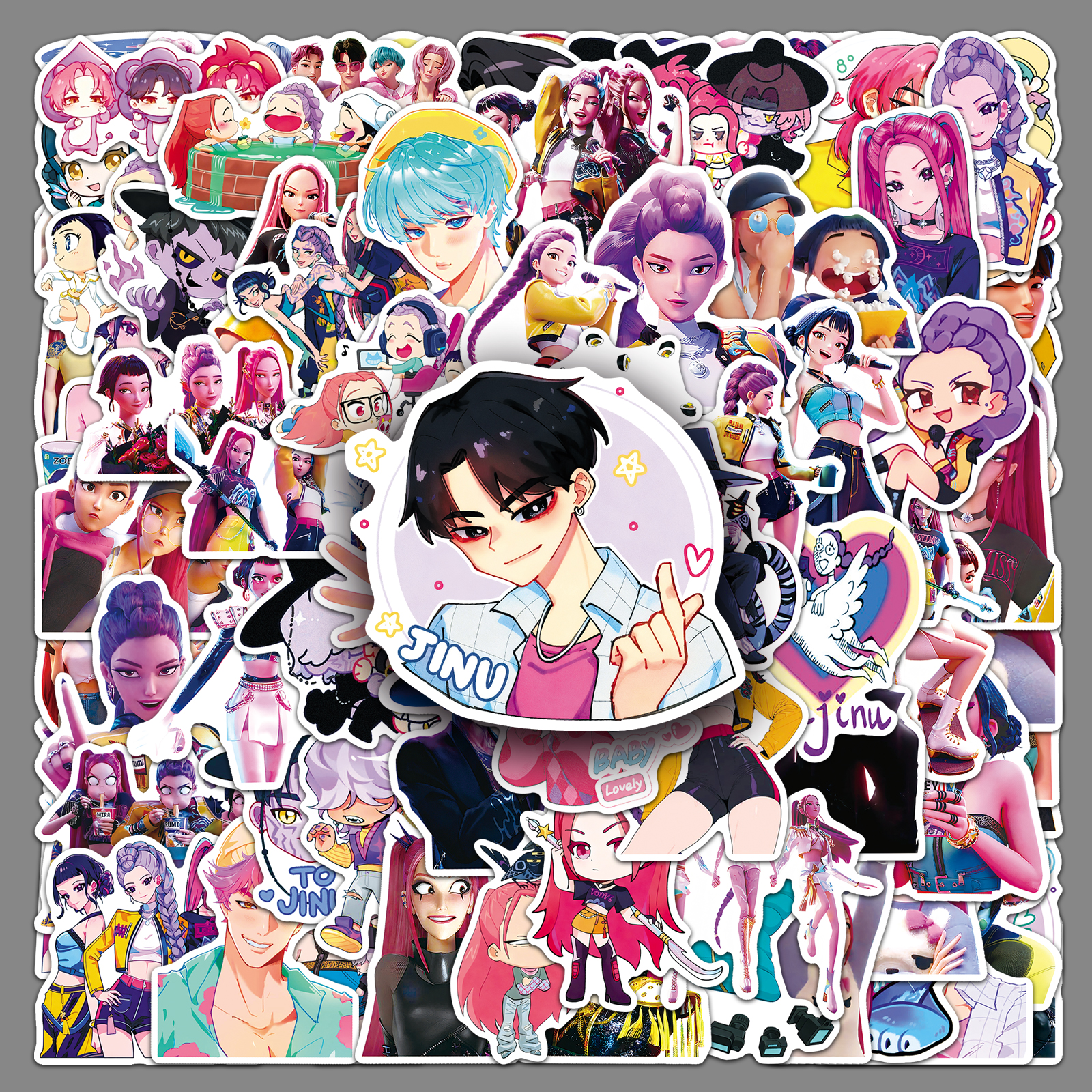 100张猎魔女团周边贴纸KPOP鲁米韩国流行乐电影防水装饰汽车贴画