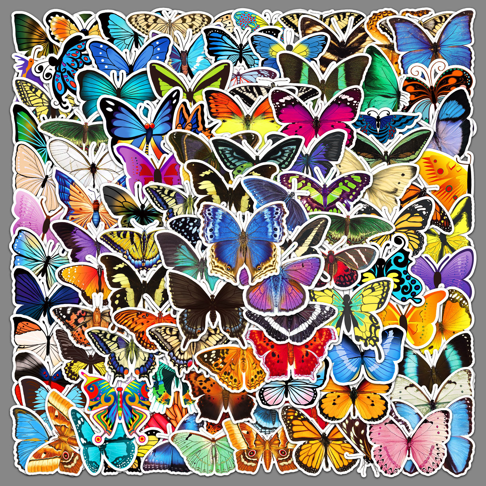 108张蝴蝶贴纸自行车手机旅行箱装饰可爱卡通DIY动物昆虫涂鸦贴画