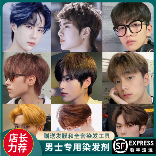 男士专用染发剂无味流行色显白纯植物自己在家染发膏奶茶灰黑茶色