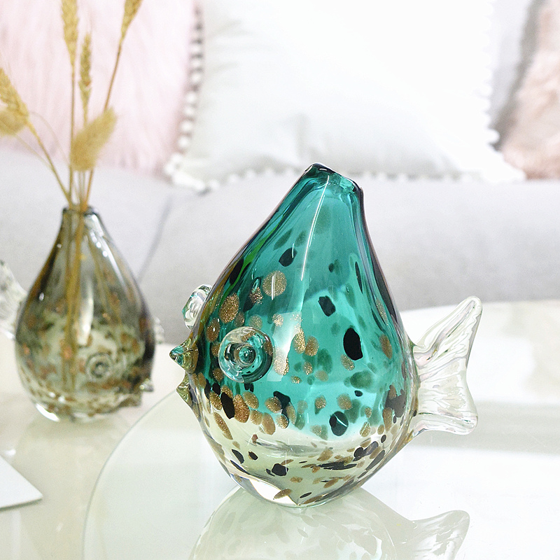 创意小花瓶玻璃小鱼摆件艺术桌面动物家居现代送礼装饰琉璃工艺品