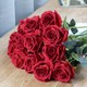 仿真玫瑰花高级感逼真红玫瑰仿真花婚庆客厅装 饰插花塑料绢花假花