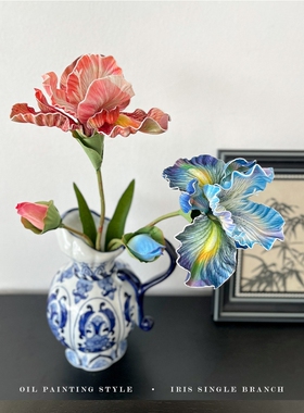 轻奢高级感逼真仿真花紫色鸢尾仿生花餐桌花客厅高档装饰假花摆件