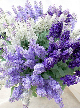 普罗旺斯仿真花家居客厅餐桌装饰摆设摆件道具紫色假花绢花薰衣草