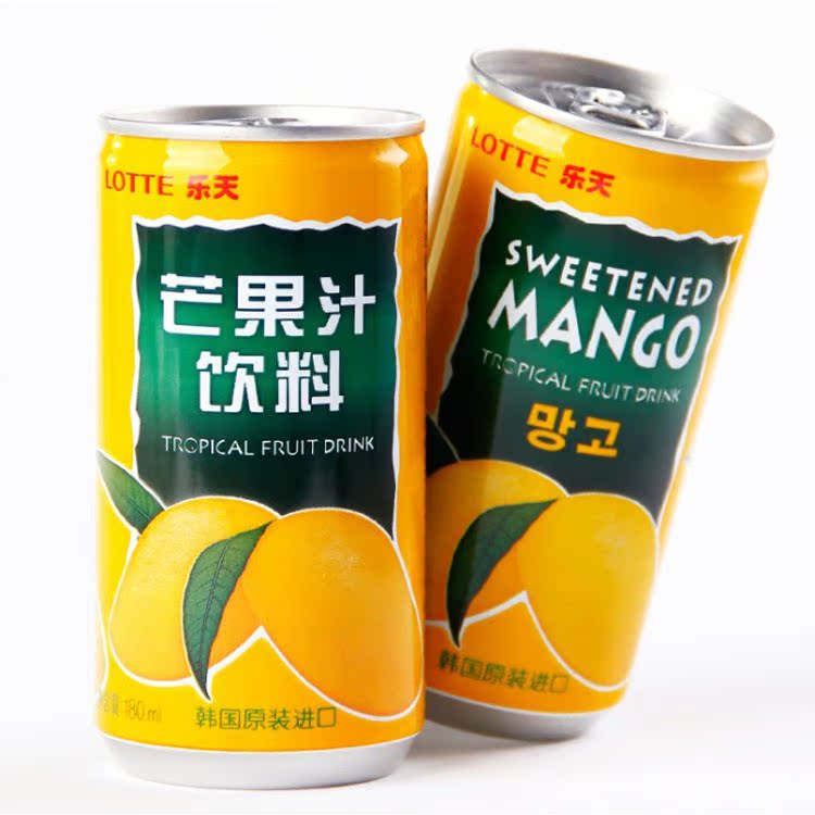 韩国零食进口饮料韩国乐天芒果汁mango汁/石榴汁饮料180ml饮品-封面