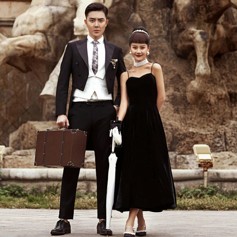 旅拍赫本复古显瘦影楼写真小礼服