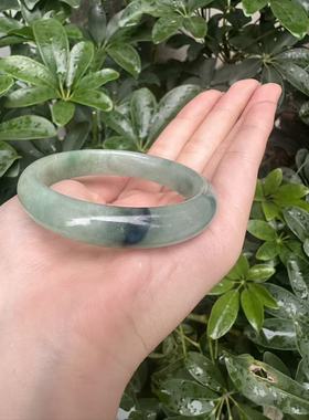 天然缅甸A货翡翠手镯冰种飘花玉镯子56圈口