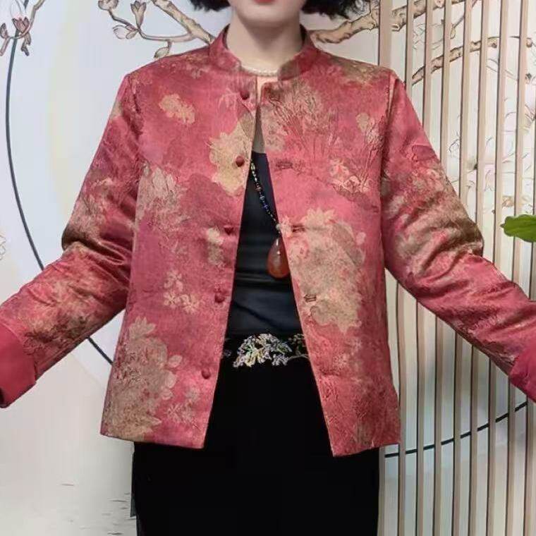 国风妈妈中式棉服外套短款秋冬新款女装唐装气质中老年盘扣上衣