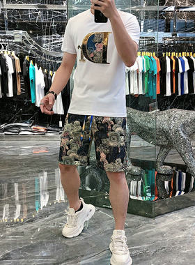 花花公子夏季男士短袖短裤套装