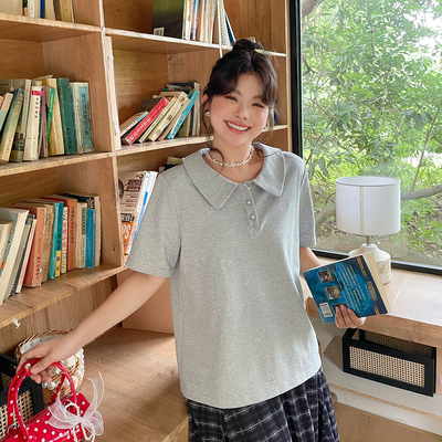 小草宽松定制胖mm大码夏季短袖上衣女高级感超好看独特漂亮t恤
