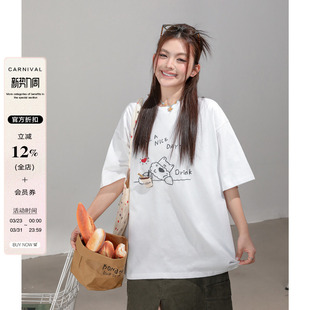 上衣设计感宽松遮肚子显瘦短袖 胖mm超火小众不撞款 t恤夏 女装 大码