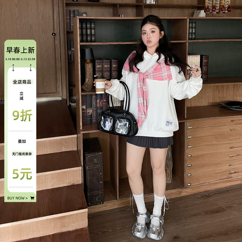 秋季女装新款韩系独特漂亮超好看卫衣大码胖mm蝴蝶结设计感上衣潮