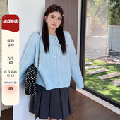 大码 毛针织衫 胖mm女装 款 小香风百搭甜美上衣 POLO领开衫 春秋新款