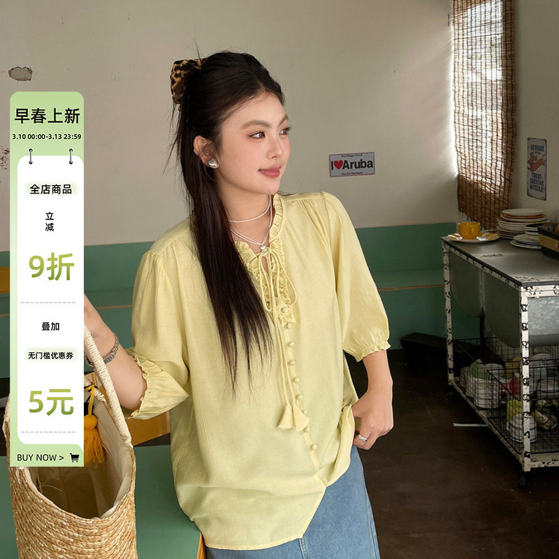 夏装女装2025新款高级小众不撞款上衣大码胖mm独特别致法式衬衫