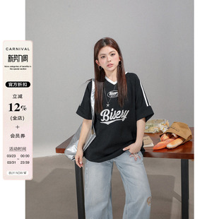 复古短袖 大码 独特漂亮遮肚子宽松上衣胖mm美式 2026新款 t恤潮 女装