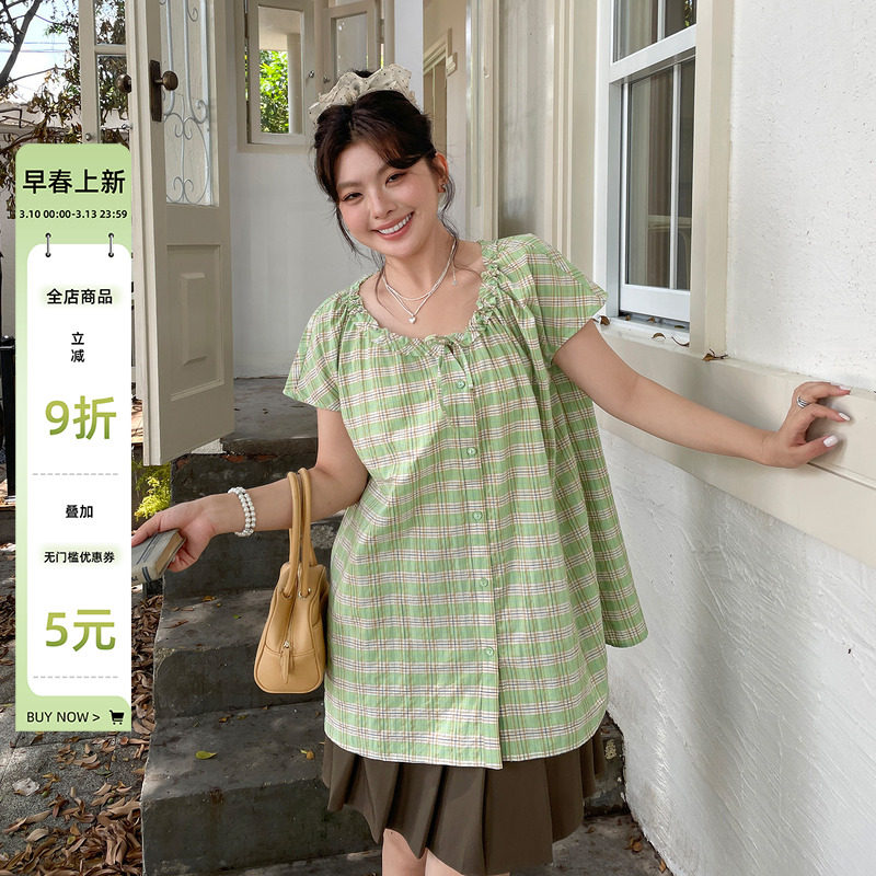大码女装2025新款夏季显瘦法式小资衬衫胖mm宽松独特漂亮减龄上衣