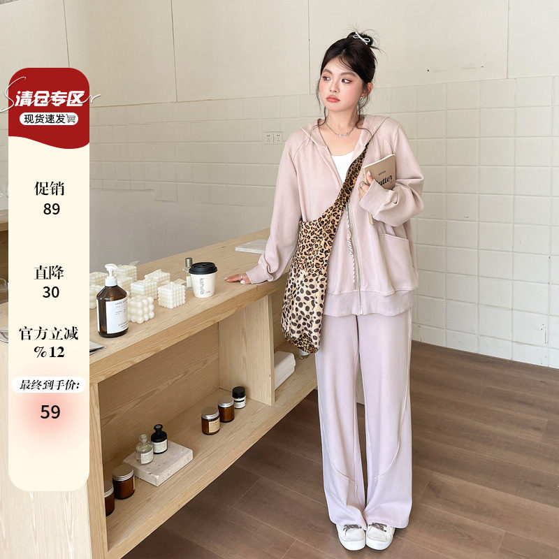 早秋大码女装胖mm卫衣外套休闲裤套装时尚洋气减龄显瘦遮肉两件套