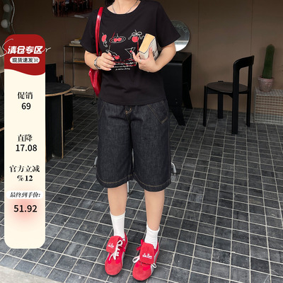 夏日松弛感牛仔短裤女2025新款夏薄款大码胖mm韩版独特超好看裤子