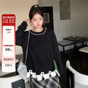高级感气质毛衣内搭可外穿超好看独特漂亮上衣 胖mm秋冬季 大码 女装