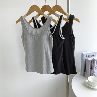 纯欲风有胸垫无袖 弹力运动上衣女 背心女非常好穿实用性性价比修身