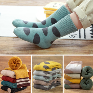 小孩毛圈袜子中筒儿童冬天潮款棉袜加厚不加绒男童女童宝宝毛巾袜