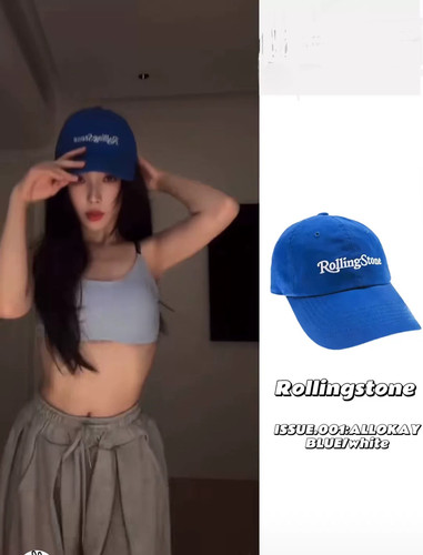 RollingStone刺绣棒球帽 Jennie虞书欣明星同款软顶鸭舌帽显脸小