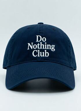 Do Nothing Club刺绣棒球帽男女同款 美式复古鸭舌帽百搭弯檐帽