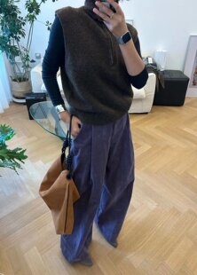 时髦飞起 白夜森林 紫色系灯芯绒阔腿裤 大流行 不退不换