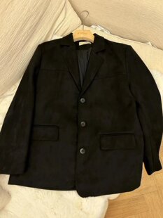 低调派～～老板娘自留款 白夜森林 外套 麂皮绒黑色西装 不退不换