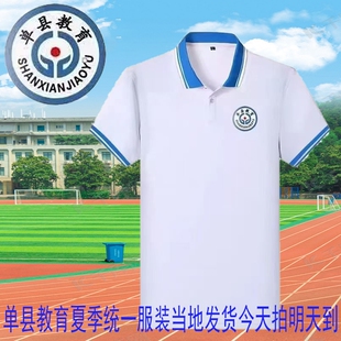 单县夏季校服班服短袖翻领运动T恤POLO衫初中学生男女款宽松上衣