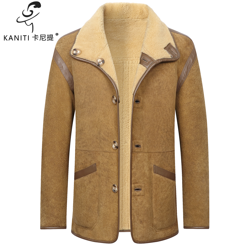 原生态羊羔皮毛一体男士单排扣真皮皮大衣冬季保暖御寒外套