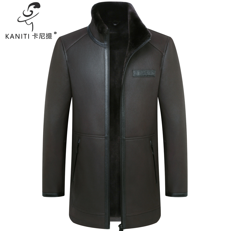 中长款男立领美利奴羊皮毛一体冬季御寒厚款保暖休闲真皮大衣2024