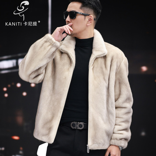 卡尼提本色进口水貂皮草男真皮貂皮大衣立领短款 毛皮外套 夹克冬款