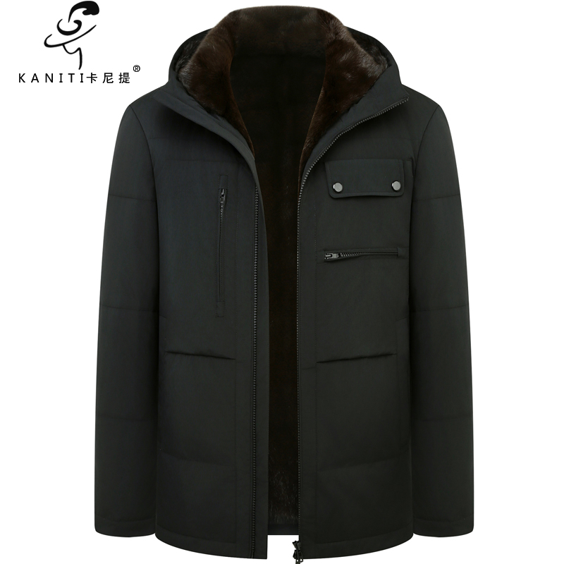 防寒服进口水貂内胆男连帽派克服商务休闲冬季加厚御外套貂皮大衣