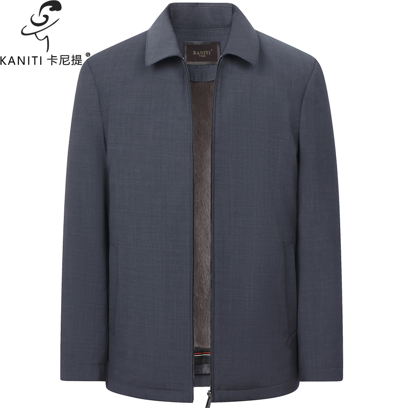 卡尼提进口水貂内胆男士翻领中老年款尼克服行政装商务绅士外套