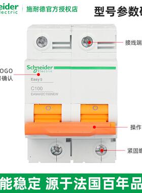 施耐德电气EA9AH 2P 3P 4P C型 D型 80A 100A 125A小型断路器10kA