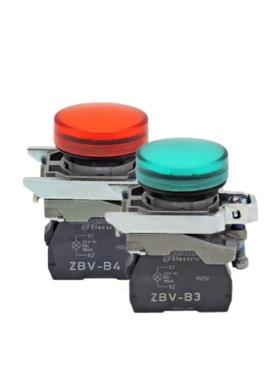 进口施耐德LED信号指示灯XB4BVB3绿色24V分体VM4红色220V按钮黄白