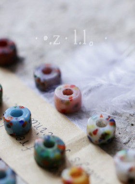 彩色尼泊尔进口琉璃打孔圆环隔珠