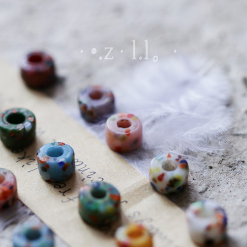彩色尼泊尔进口琉璃打孔圆环隔珠